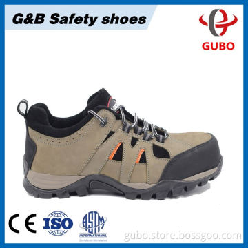 hiking yellow color safety boots real leather man work shoes